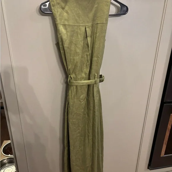 Elie Tahari Green Linen Double Breasted Shirt Dress 4 - Picture 7 of 7